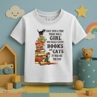 Once Upon A Time A Girl Really Loved Books And Cats Toddler T-Shirt thumb 3