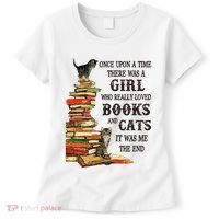 Once Upon A Time A Girl Really Loved Books And Cats Women's T-Shirt thumb 0