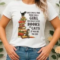Once Upon A Time A Girl Really Loved Books And Cats Women's T-Shirt thumb 2