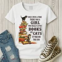 Once Upon A Time A Girl Really Loved Books And Cats Women's T-Shirt thumb 3