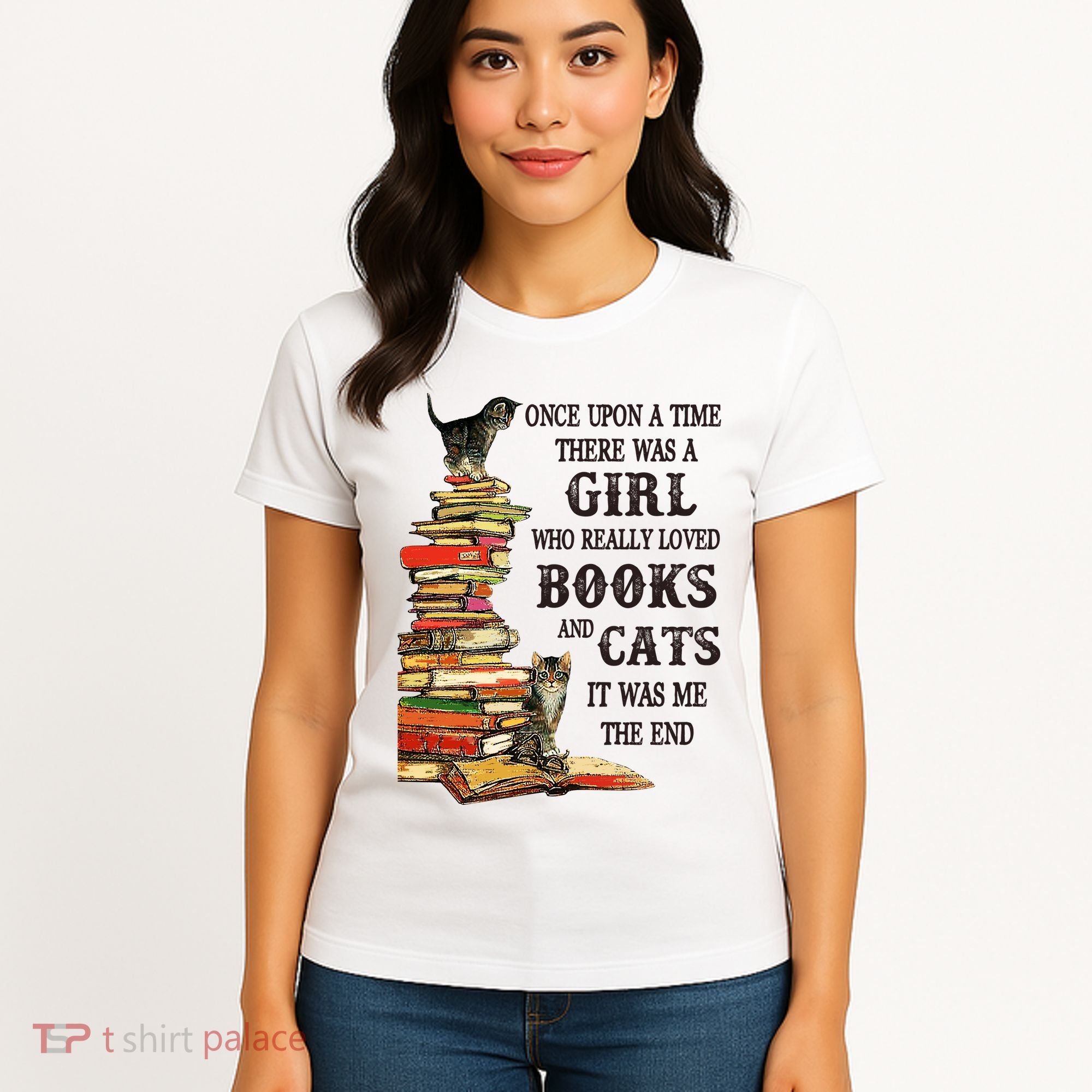 Once Upon A Time A Girl Really Loved Books And Cats Women's T-Shirt