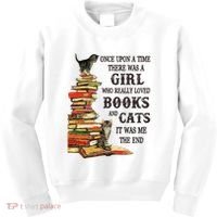 Once Upon A Time A Girl Really Loved Books And Cats Kids Sweatshirt thumb 0