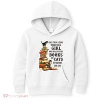 Once Upon A Time A Girl Really Loved Books And Cats Kids Hoodie thumb 0