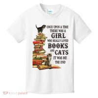 Once Upon A Time A Girl Really Loved Books And Cats Kids T-Shirt thumb 0