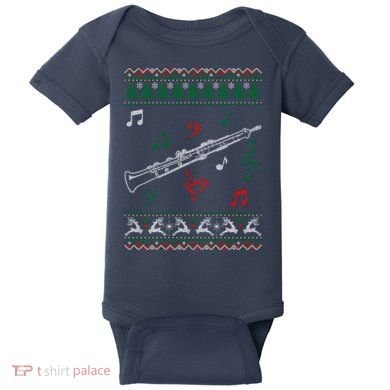 Oboe Ugly Christmas Sweater Baby Bodysuit