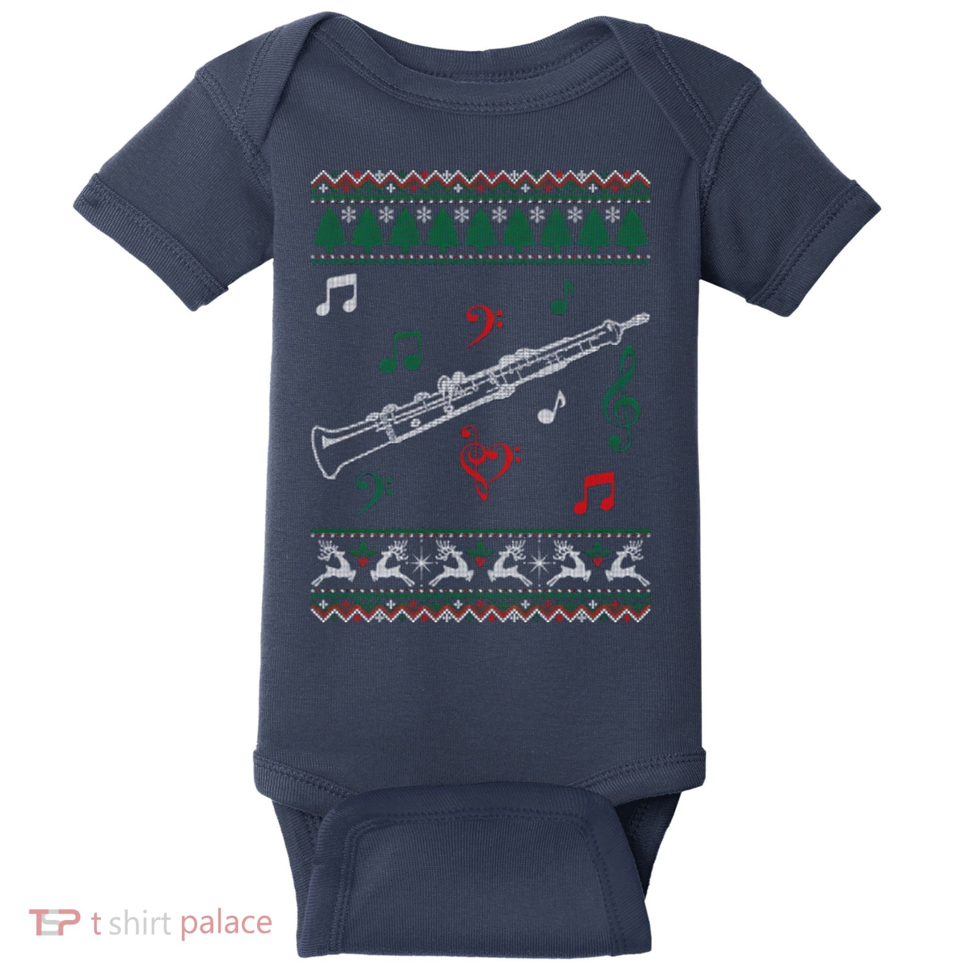 Oboe Ugly Christmas Sweater Baby Bodysuit