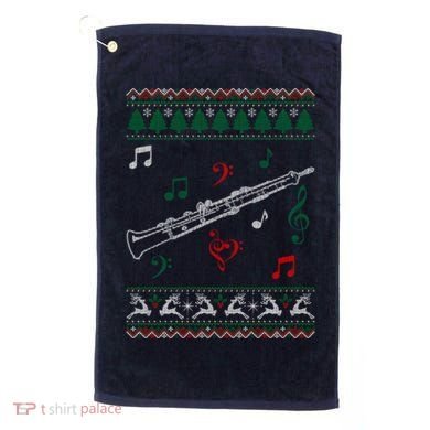 Oboe Ugly Christmas Sweater Golf Towel