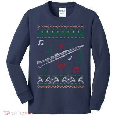 Oboe Ugly Christmas Sweater Kids Long Sleeve Shirt