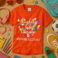 Orange Unity Day Anti Bullying Spreed Kindness Kids T-Shirt thumb 3