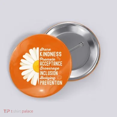 Orange Unity Day Rainbow Be Kind Kindness No Bully Button