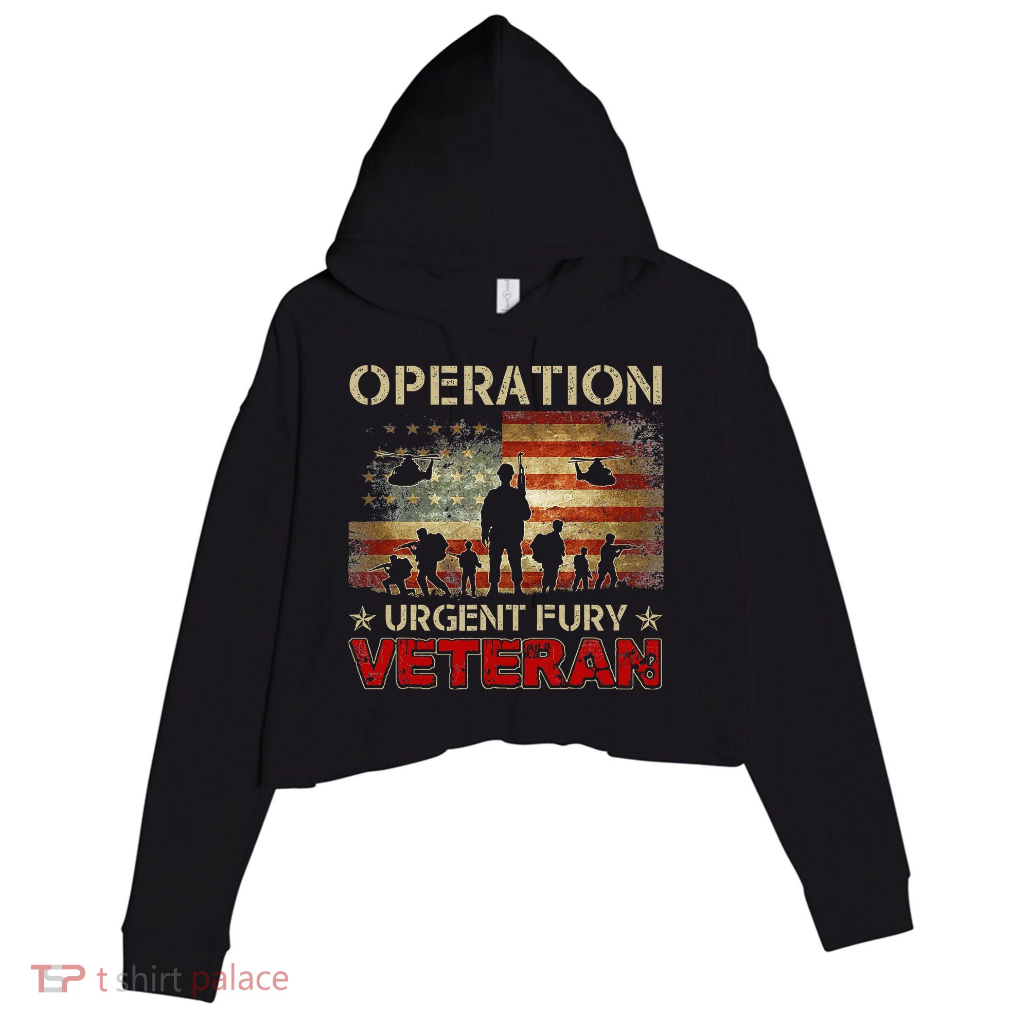 Operation Urgent Fury Combat Veteran Grenada Crop Fleece Hoodie