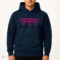 Overworked & Under Funny Meme Hoodie thumb 2