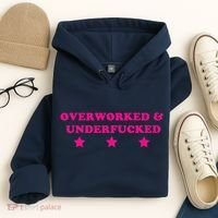 Overworked & Under Funny Meme Hoodie thumb 4