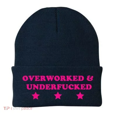 Overworked & Under Funny Meme Beanie