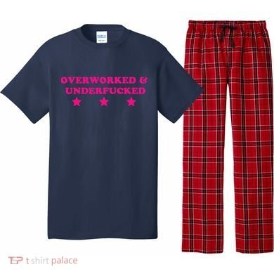 Overworked & Under Funny Meme Pajama Set