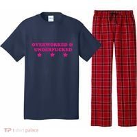 Overworked & Under Funny Meme Pajama Set thumb 0