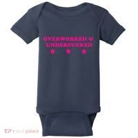 Overworked & Under Funny Meme Baby Bodysuit thumb 0