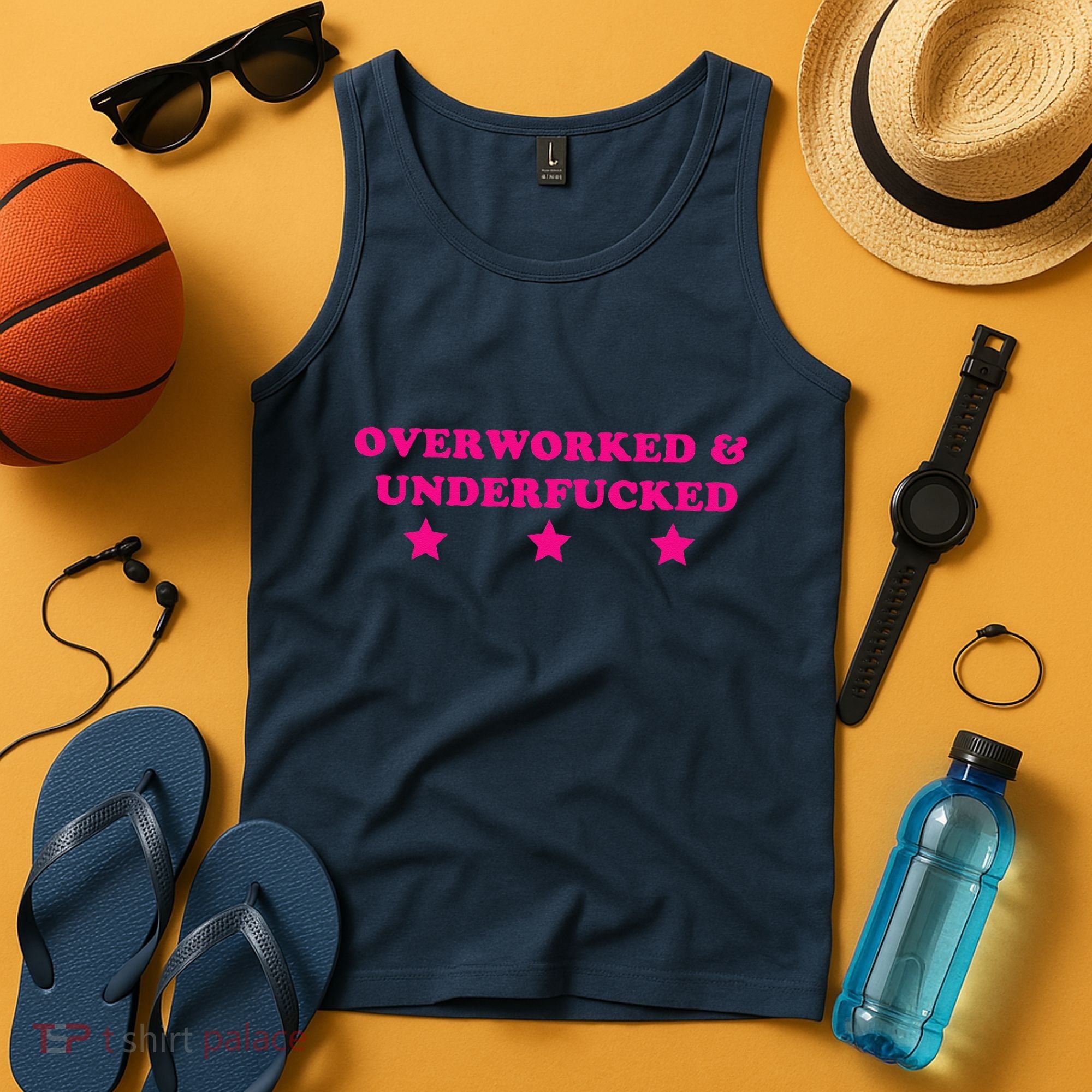 Overworked & Under Funny Meme Tank Top