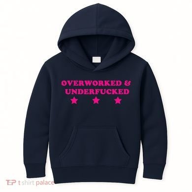Overworked & Under Funny Meme Kids Hoodie