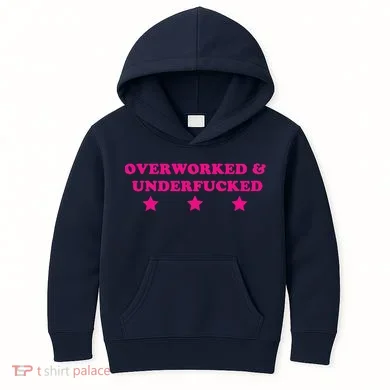 Overworked & Under Funny Meme Kids Hoodie