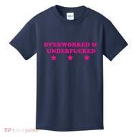 Overworked & Under Funny Meme Kids T-Shirt thumb 0