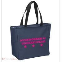 Overworked & Under Funny Meme Tote Bag thumb 2