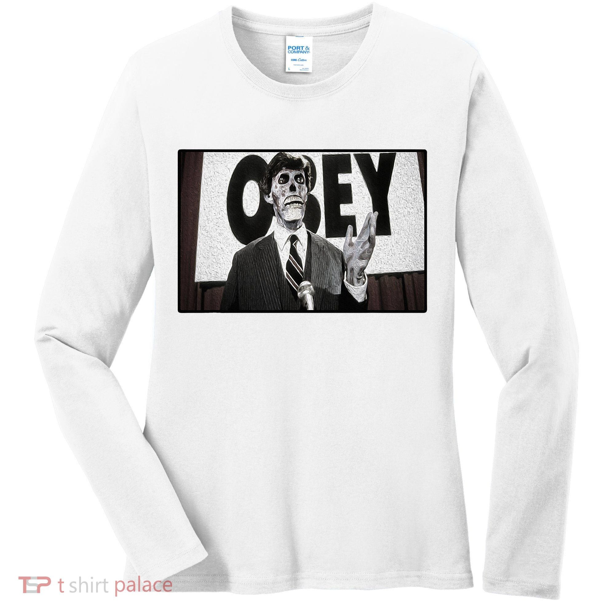 Obey Usa Freedom Funny Defy Fight 2 Women's Long Sleeve Shirt