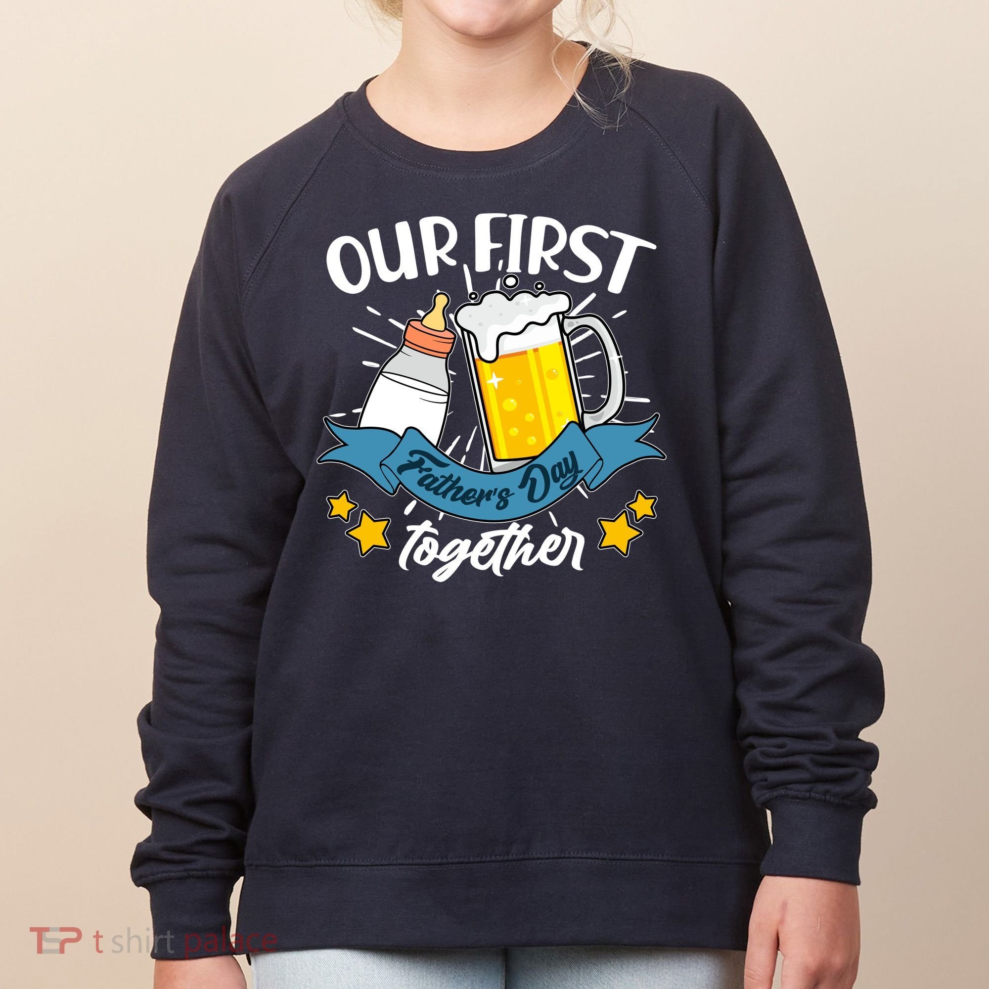 Our First Father's Day Together Baby Bottle Beer Mug Women's Sweatshirt
