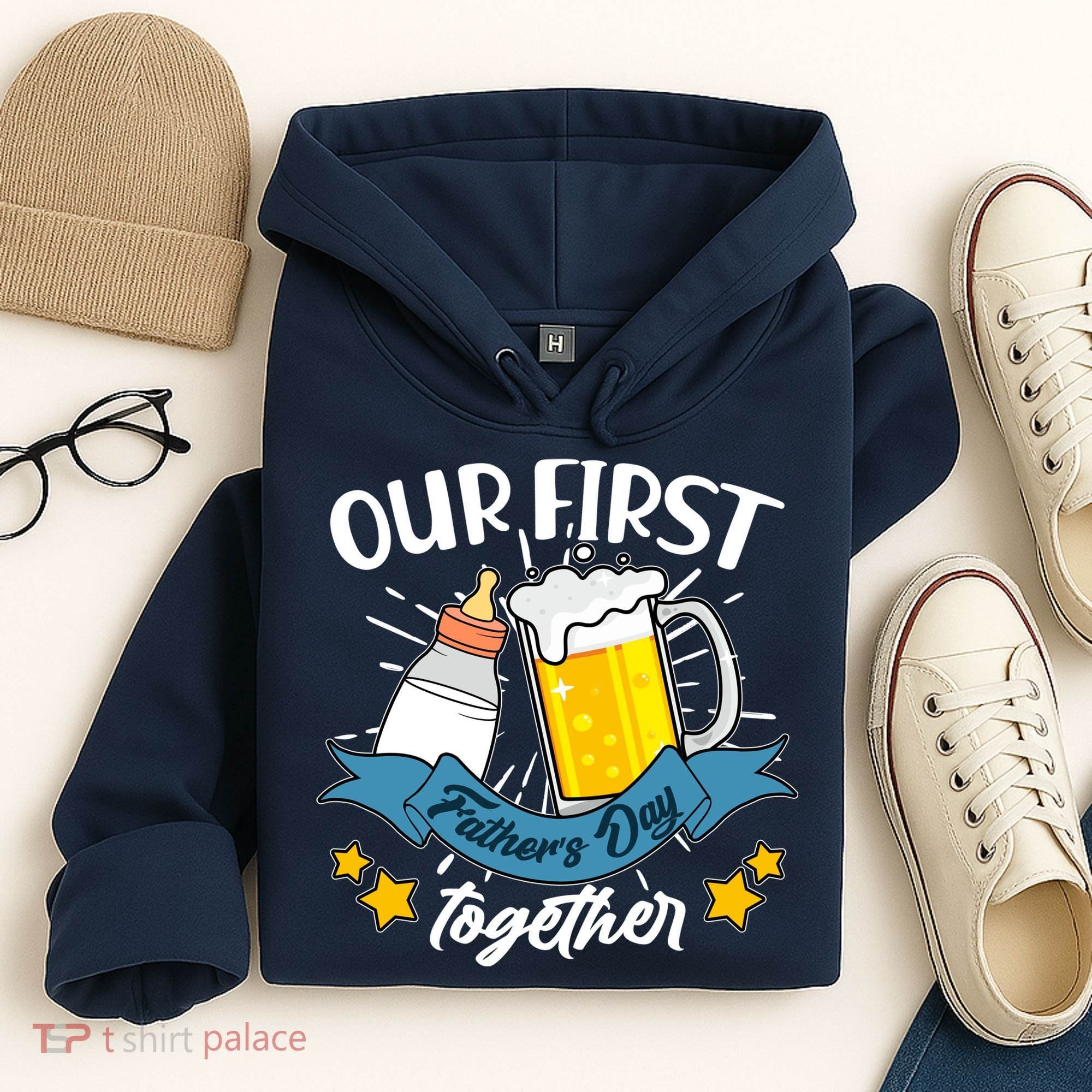 Our First Father's Day Together Baby Bottle Beer Mug Hoodie