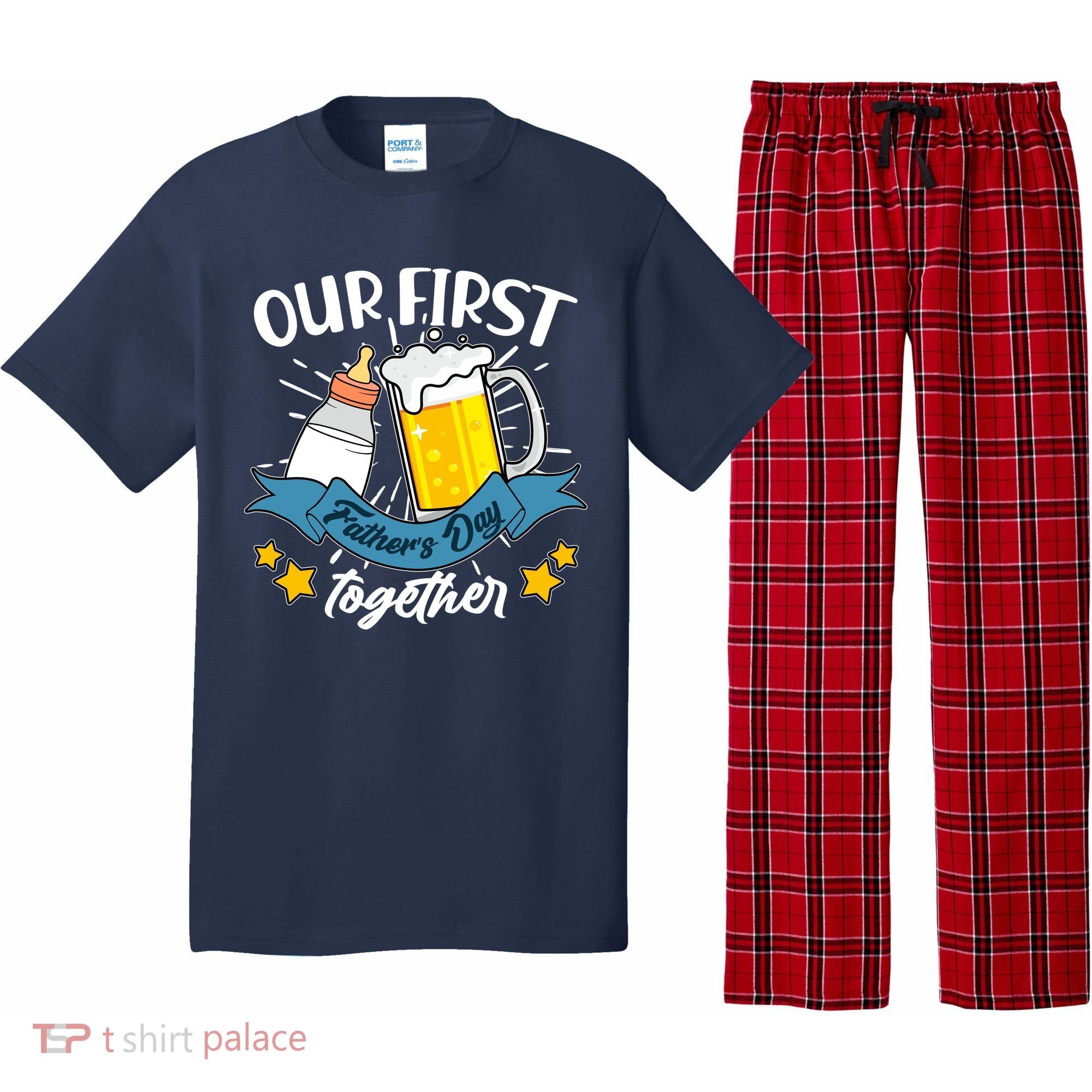 Our First Father's Day Together Baby Bottle Beer Mug Pajama Set