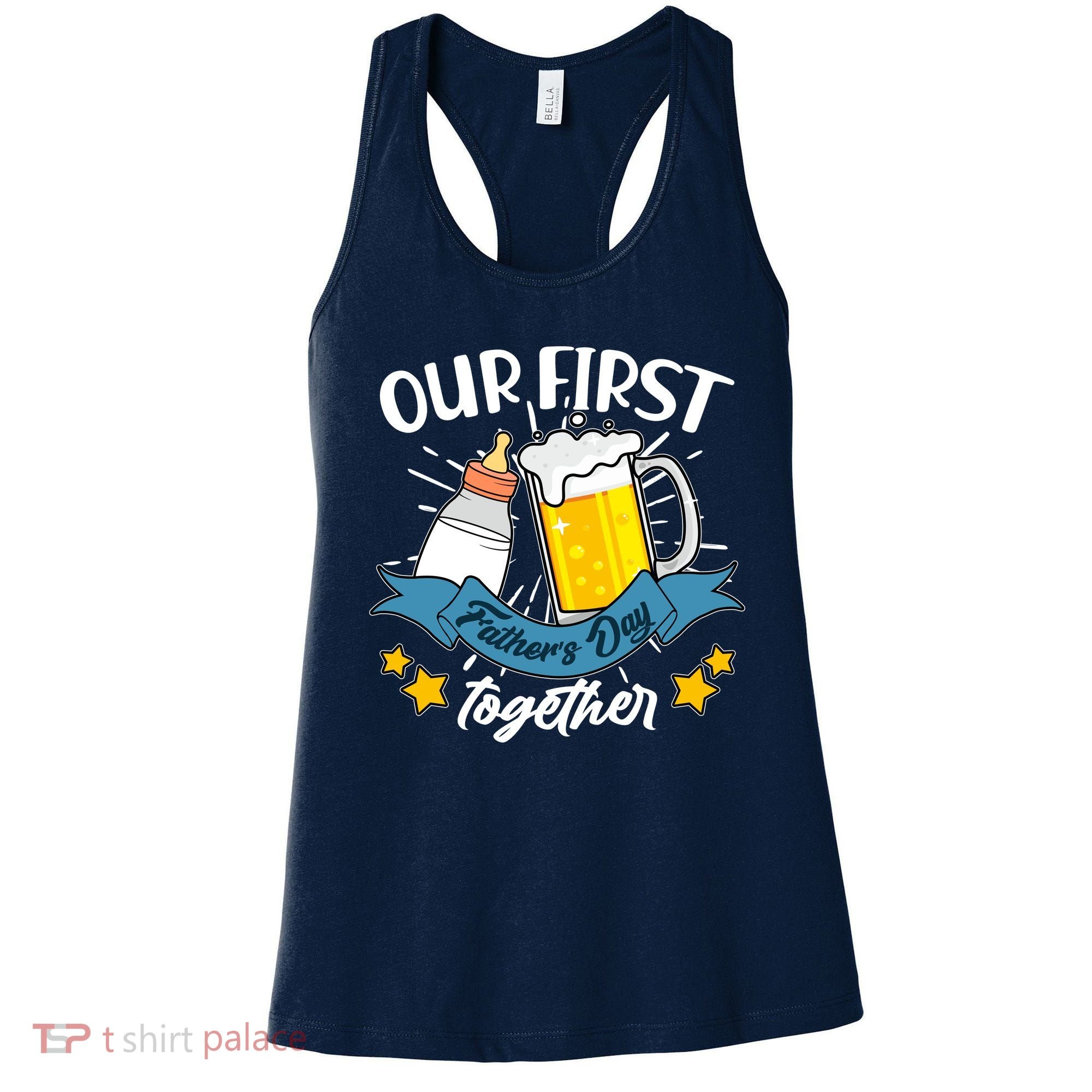 Our First Father's Day Together Baby Bottle Beer Mug Women's Tank Top