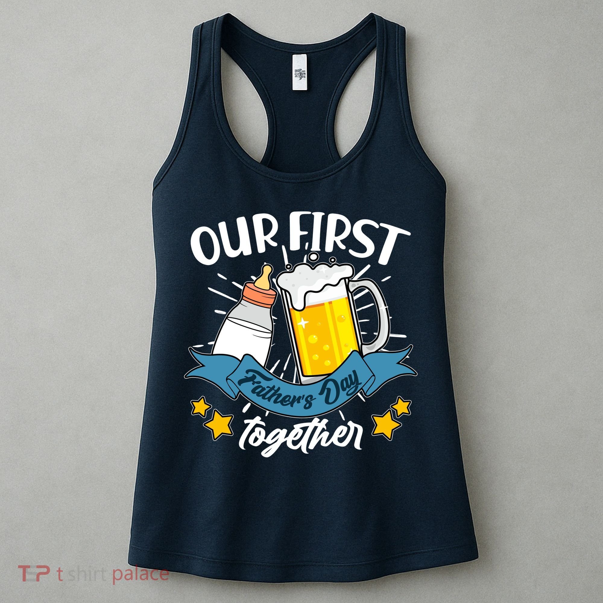 Our First Father's Day Together Baby Bottle Beer Mug Women's Tank Top