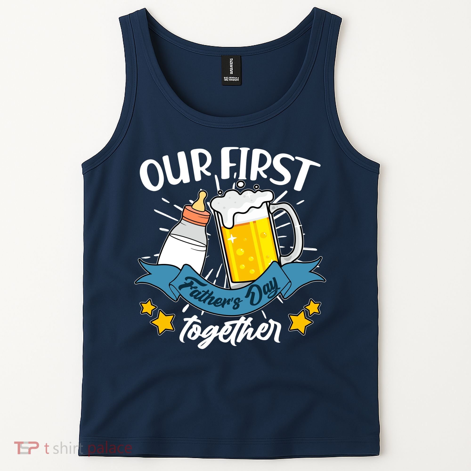 Our First Father's Day Together Baby Bottle Beer Mug Tank Top