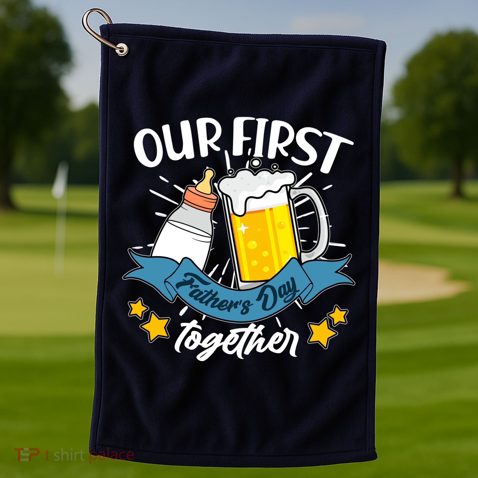 Our First Father's Day Together Baby Bottle Beer Mug Golf Towel