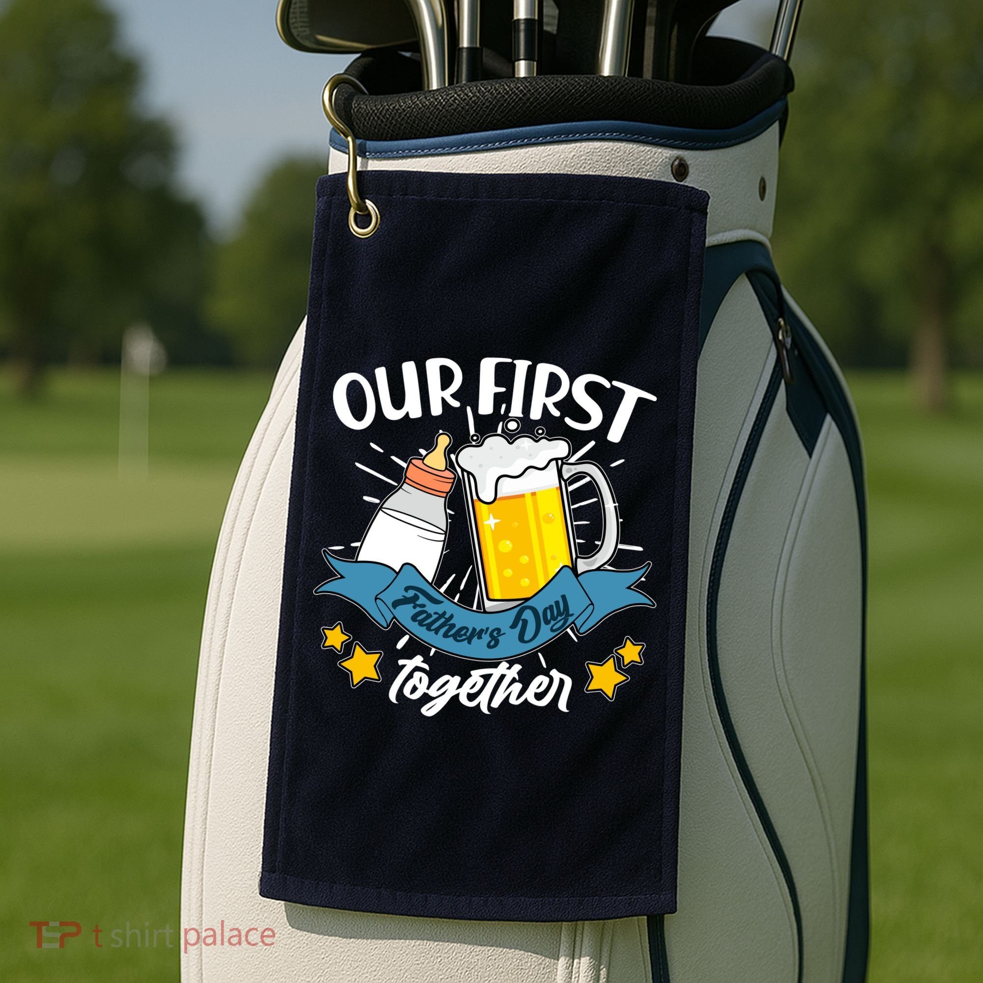 Our First Father's Day Together Baby Bottle Beer Mug Golf Towel