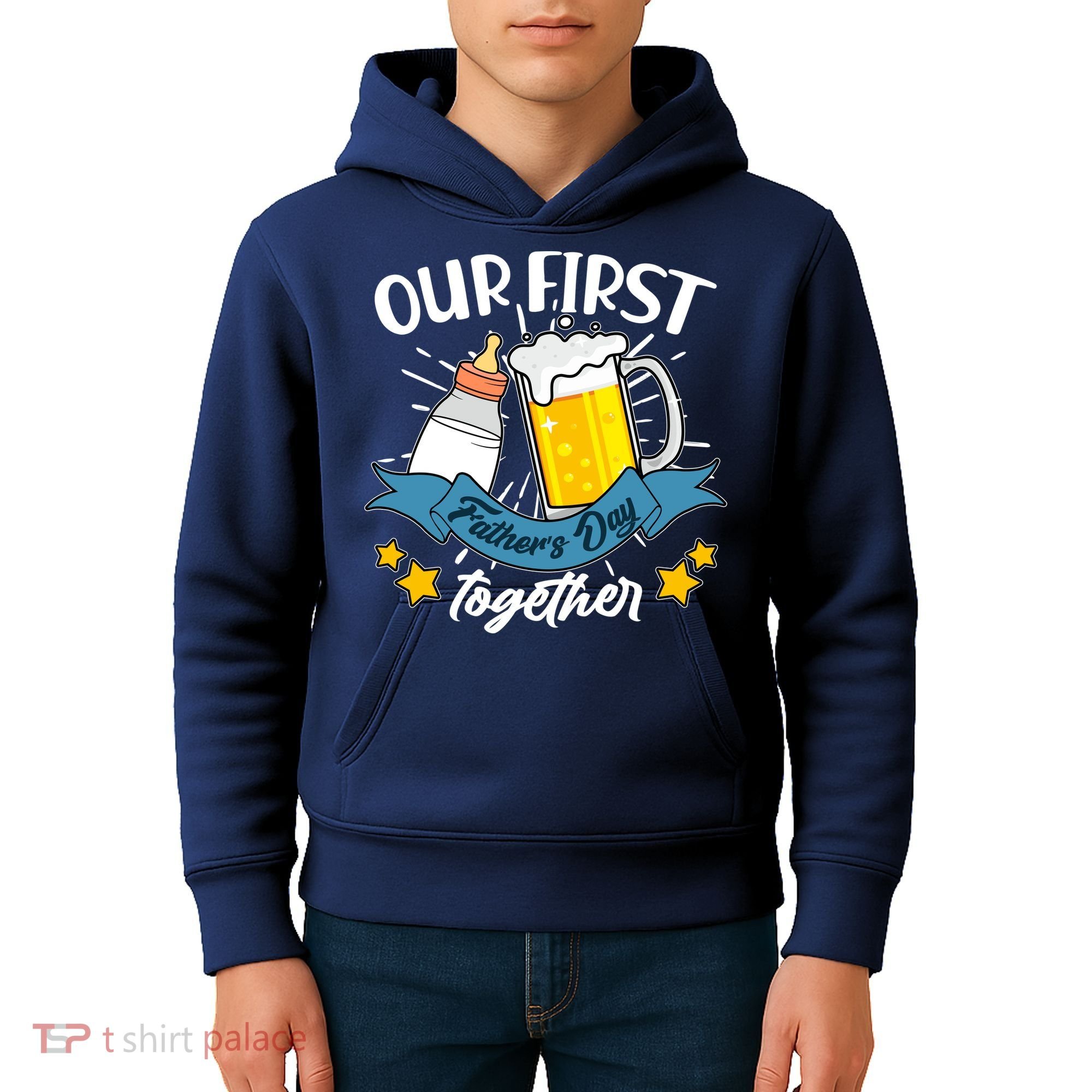 Our First Father's Day Together Baby Bottle Beer Mug Kids Hoodie