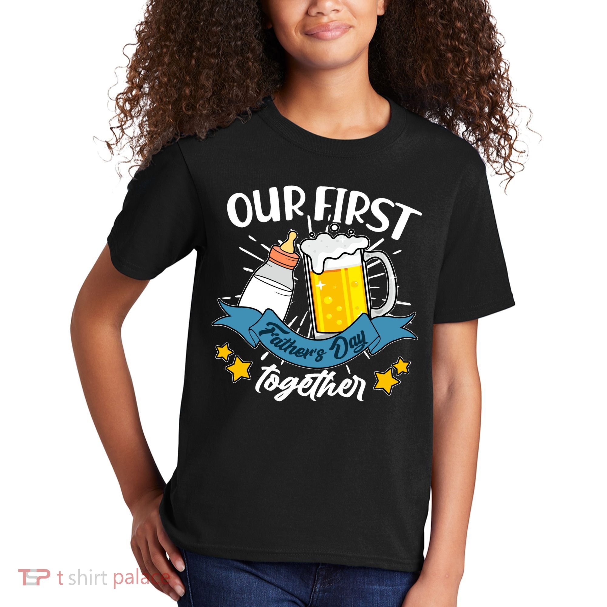 Our First Father's Day Together Baby Bottle Beer Mug Kids T-Shirt