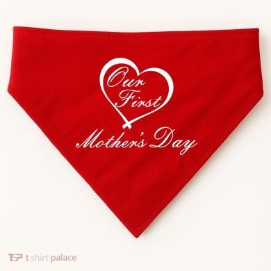 Our First Mother's Day Love Heart USA-Made Doggie Bandana