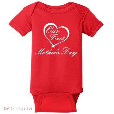 Our First Mother's Day Love Heart Baby Bodysuit