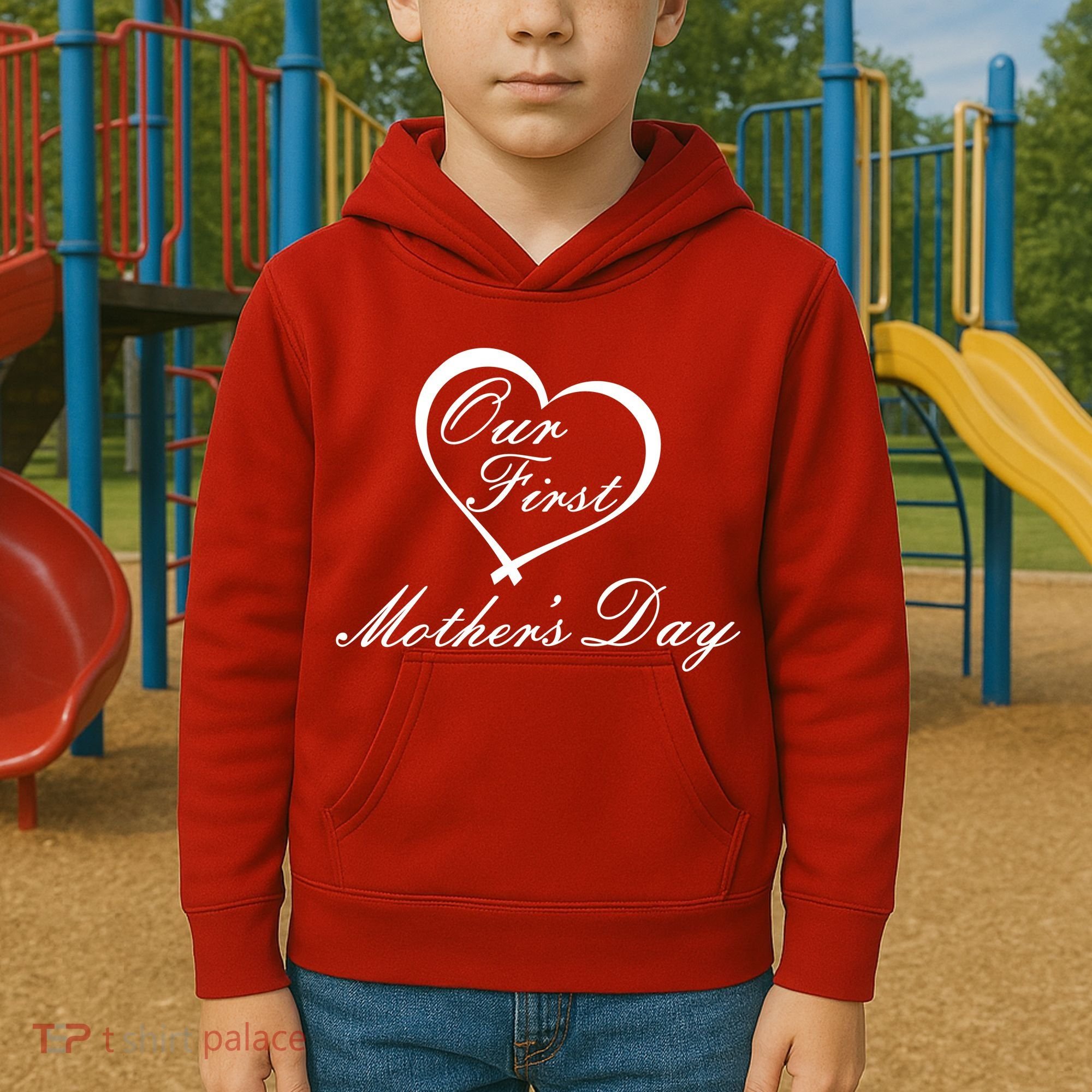 Our First Mother's Day Love Heart Kids Hoodie