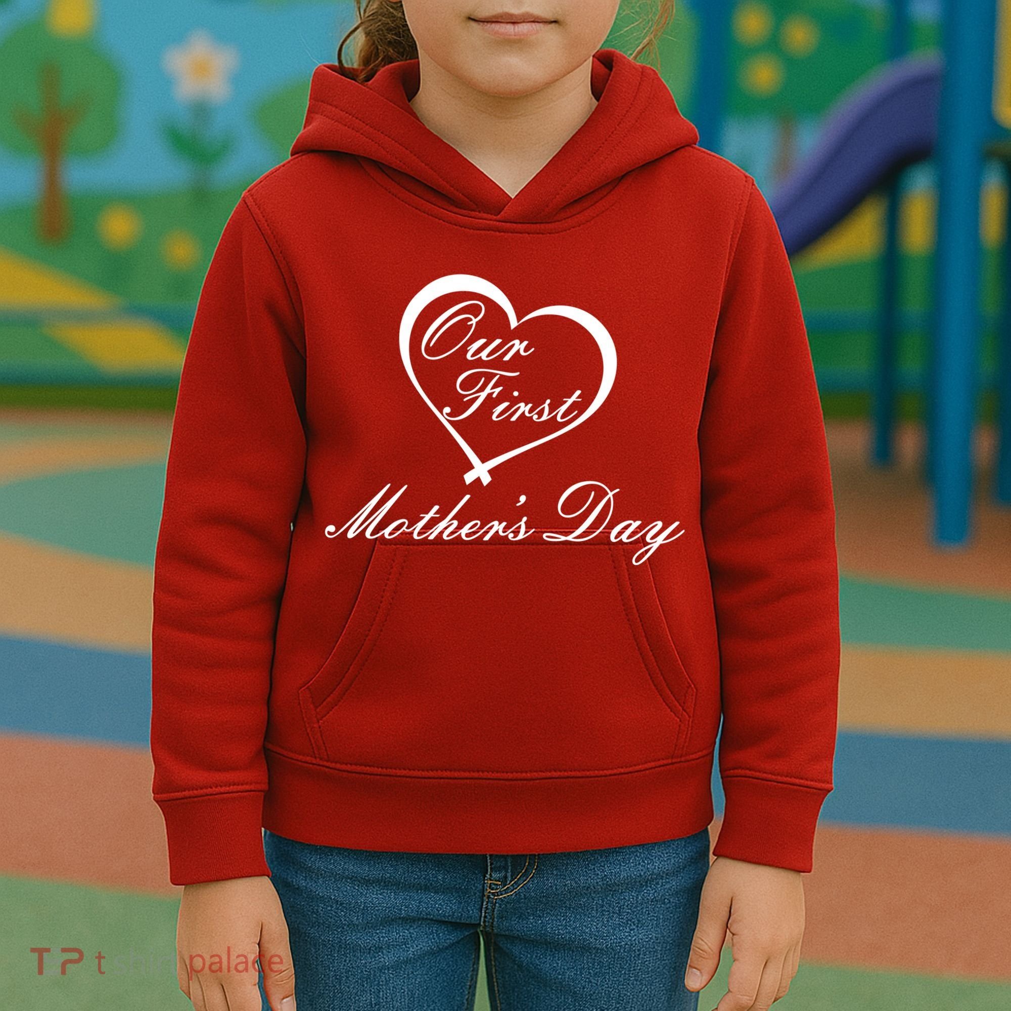 Our First Mother's Day Love Heart Kids Hoodie