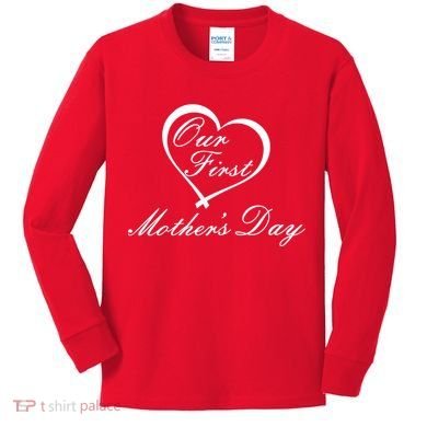Our First Mother's Day Love Heart Kids Long Sleeve Shirt