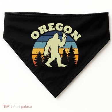 Oregon Us State Bigfoot Sasquatch Silhouette Retro USA-Made Doggie Bandana