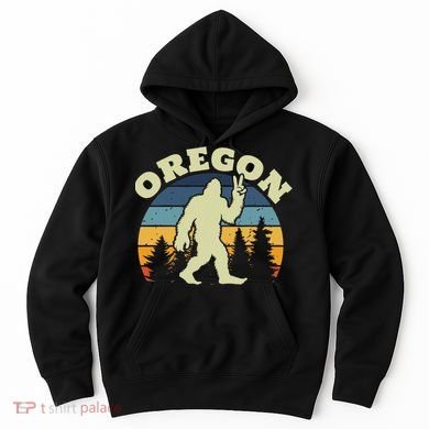 Oregon Us State Bigfoot Sasquatch Silhouette Retro Hoodie
