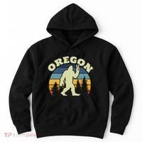 Oregon Us State Bigfoot Sasquatch Silhouette Retro Hoodie thumb 0