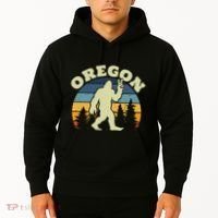 Oregon Us State Bigfoot Sasquatch Silhouette Retro Hoodie thumb 2