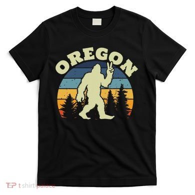 Oregon Us State Bigfoot Sasquatch Silhouette Retro T-Shirt