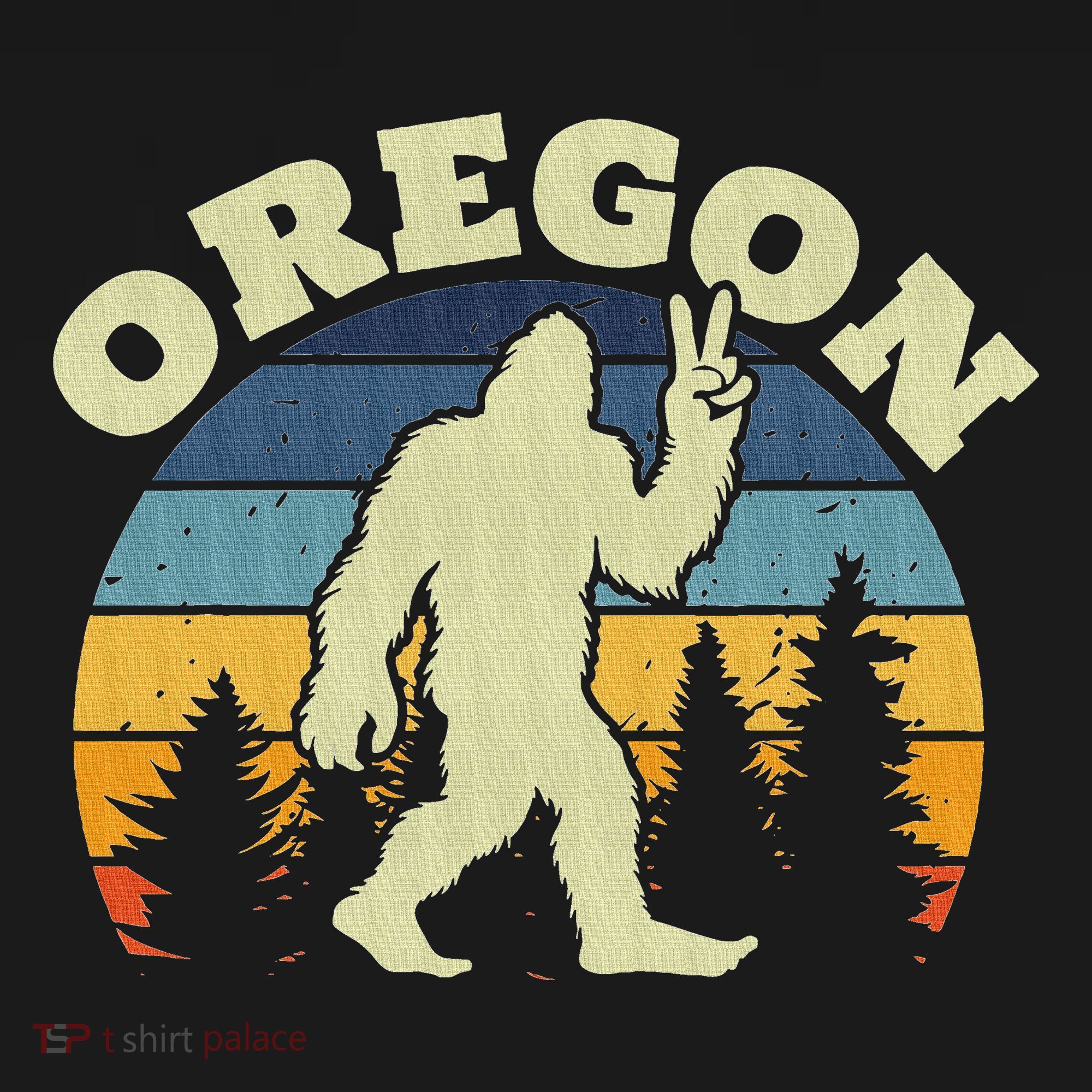Oregon Us State Bigfoot Sasquatch Silhouette Retro Backpack
