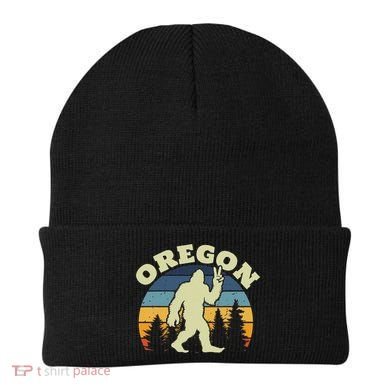 Oregon Us State Bigfoot Sasquatch Silhouette Retro Beanie