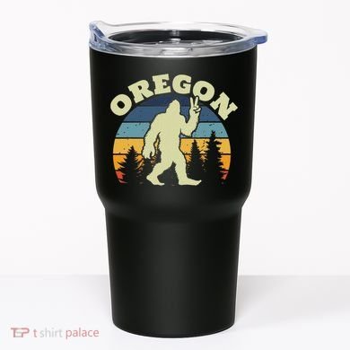 Oregon Us State Bigfoot Sasquatch Silhouette Retro Tumbler